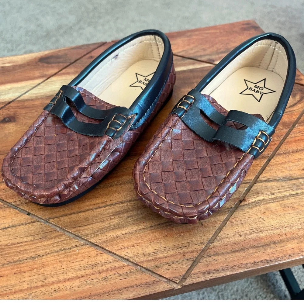 MG Baby‎ Kids Toddler Boys Girls Brown Woven Loafer Shoes Size 27/10.5 NWOT